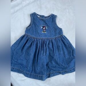 Vintage Disney Baby Denim Dress with Fall Minnie Mouse Embroidering